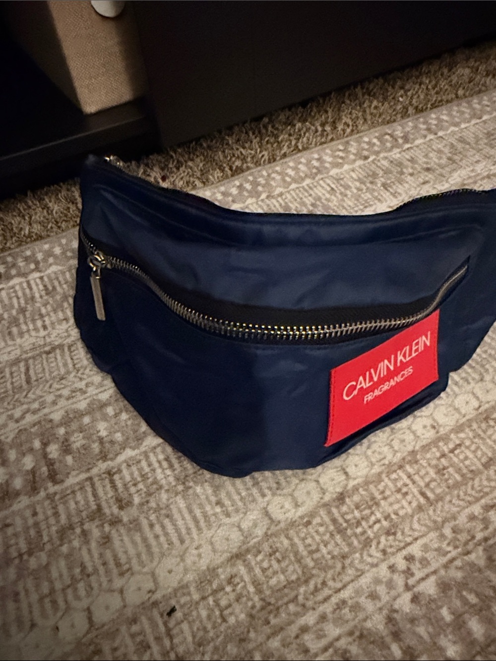 Calvin Klein Navy Crossbody Bag with Red Logo Patch